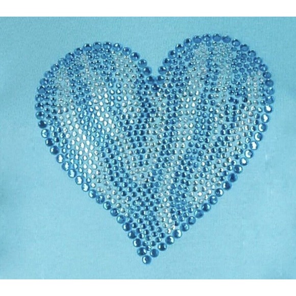 Womens Quacker Factory 3/4 Sleeve Zebra Heart Bling V-Neck Knit Top Aqua Size L - Picture 3 of 8